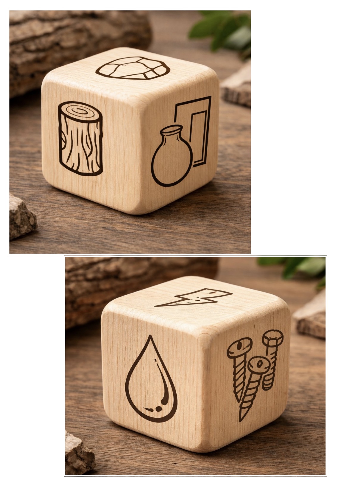 Brettspiel, Werkstatt WirrWarr, Würfel Holz, Material